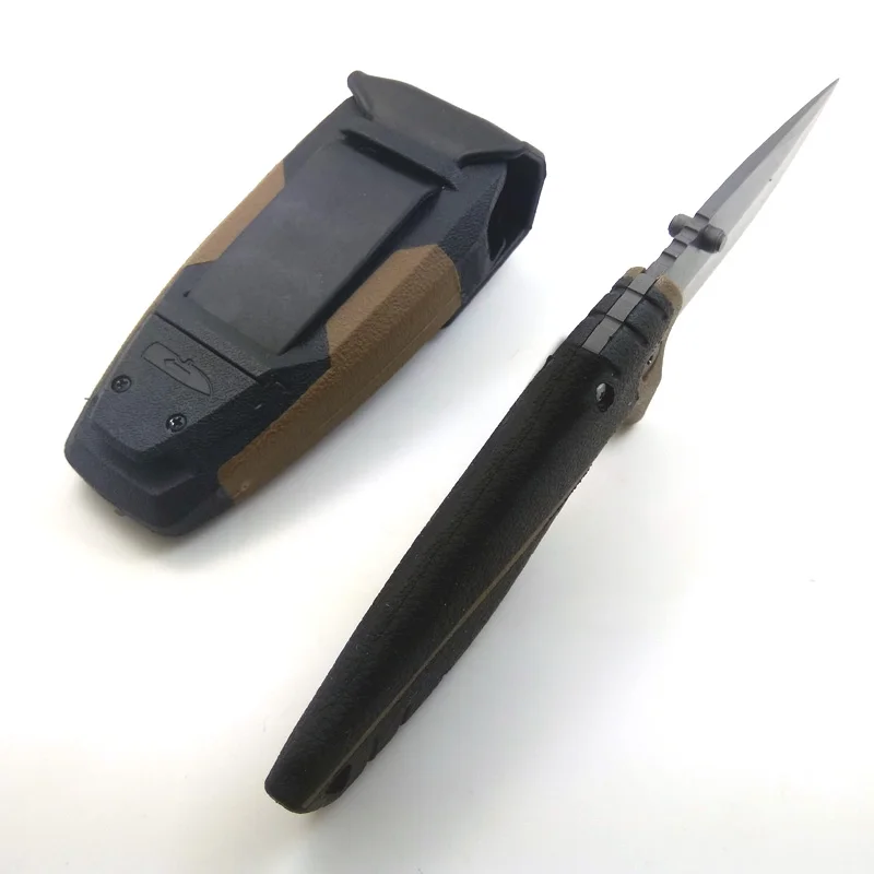 SDIYABEIZ high quality 7Cr17Mov Blade Hunting Hunting Pocket Folding Blade Knife rubber Handle Survival Knife Tactical & Sheath