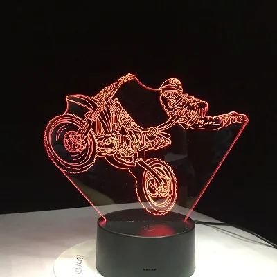 Новинка 3D настольная лампа 3D Motorcross велосипед ночные огни Светодиодный USB 7 цветов Touch Сенсор настольная лампа как праздничные подарки домашнего украшения - Испускаемый цвет: 7 colors change 2