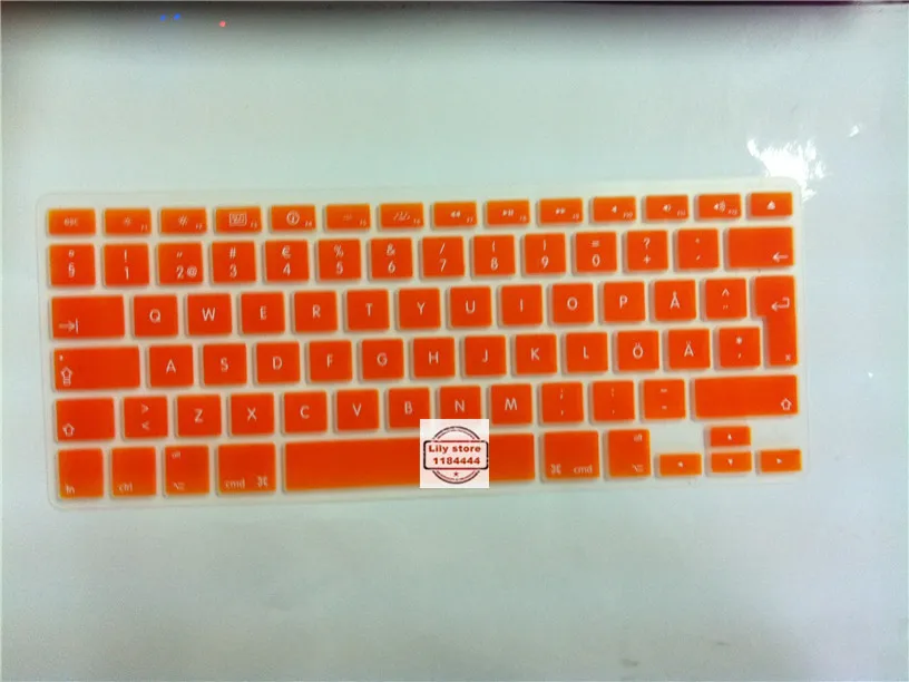 Шведский письмо красочные силиконовые ЕС/Великобритания крышка клавиатуры защитная наклейка для apple MacBook air Pro 13 15 17 - Цвет: Оранжевый
