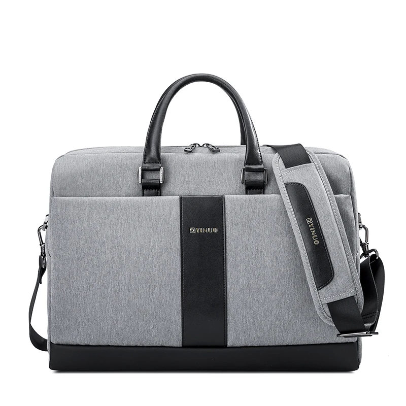 YINUO мужской портфель для ноутбука 15 дюймов, вместительная сумка для ноутбука, водонепроницаемая деловая сумка Shoudler, съемный ремень, сумка