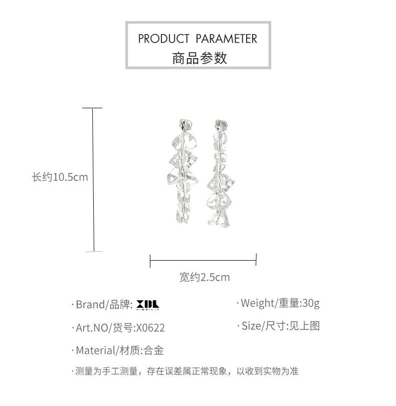 HUANZHI New Irregular Geometric Transparent Crystal Personality Design Long Drop Earrings for Women Girls Jewelry Gifts