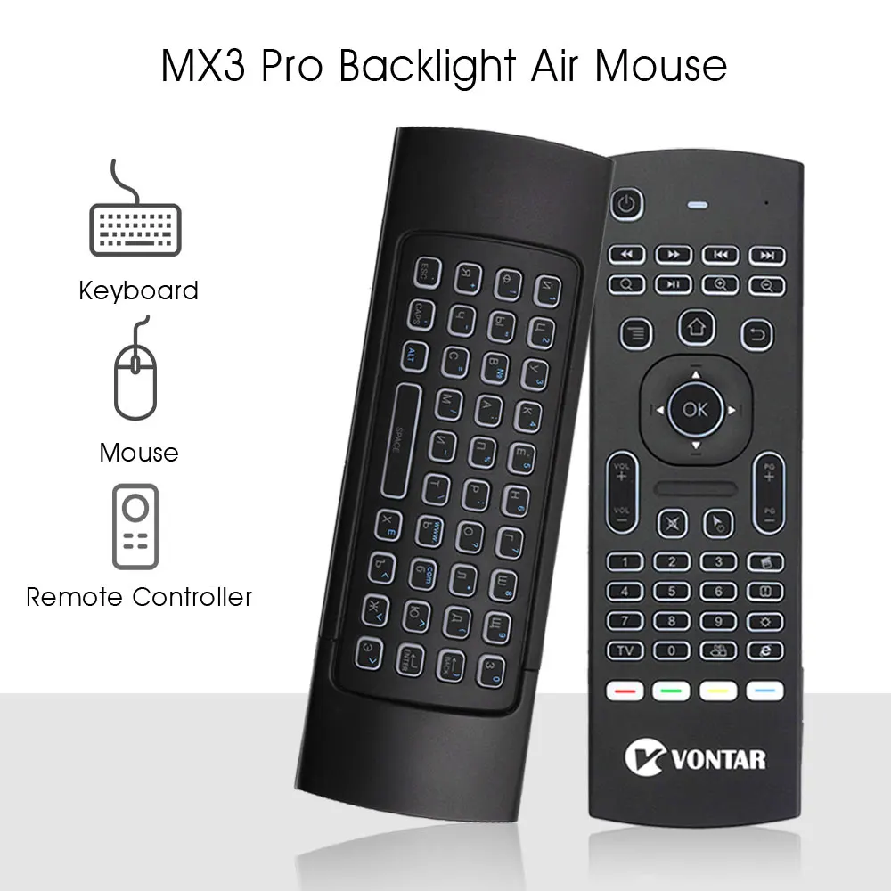 MX3 воздушная мышь с подсветкой mx3 pro мини беспроводная клавиатура умный голосовой пульт дистанционного управления 2,4G ИК-обучение для Android tv Box H96 MAX X96