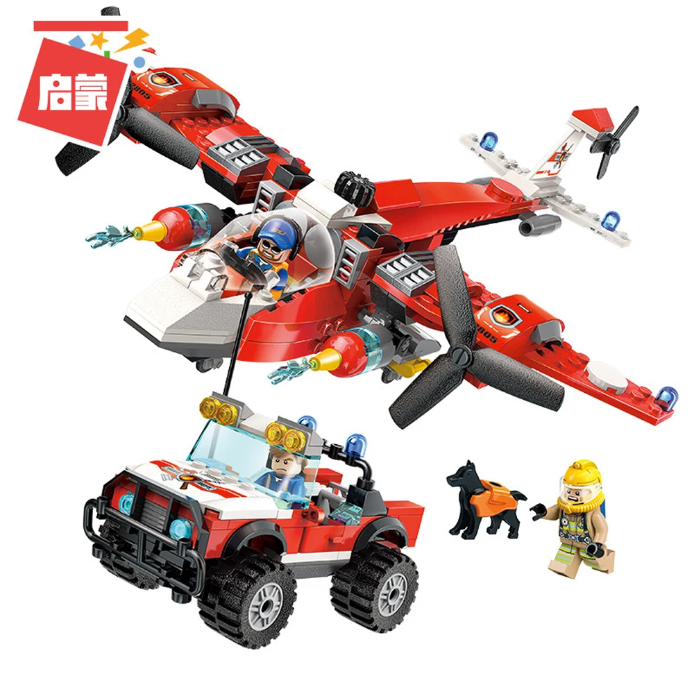 

Legoness City Series Enlighten Forest Fire Rescue Helicopter Spray Firemen Aircraft Figures 369pcs Set Building Blocks Toys Kids