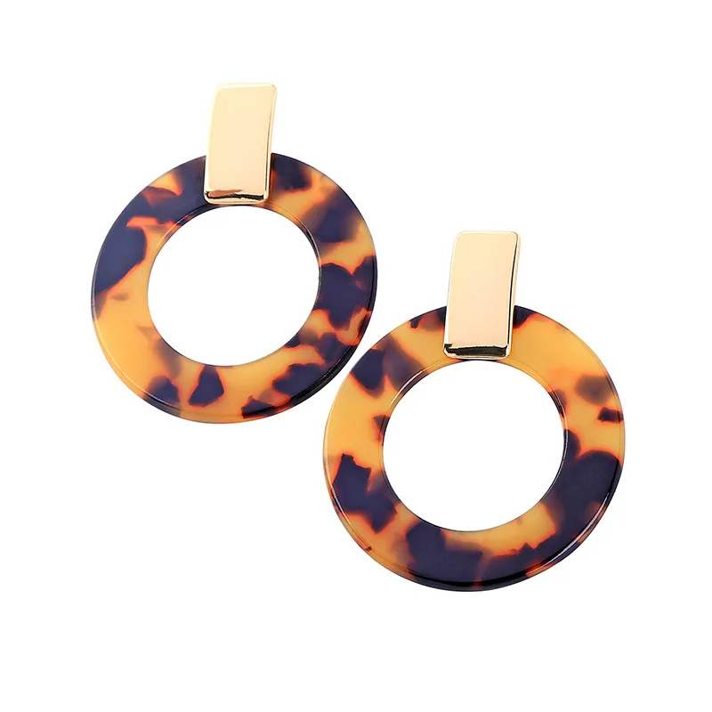 

ZWPON 2019 New Arrival Hollow Round Tortoise Leopard Earrings for Women Fashion Women Geometric Resin Earrings Jewelry Wholesale