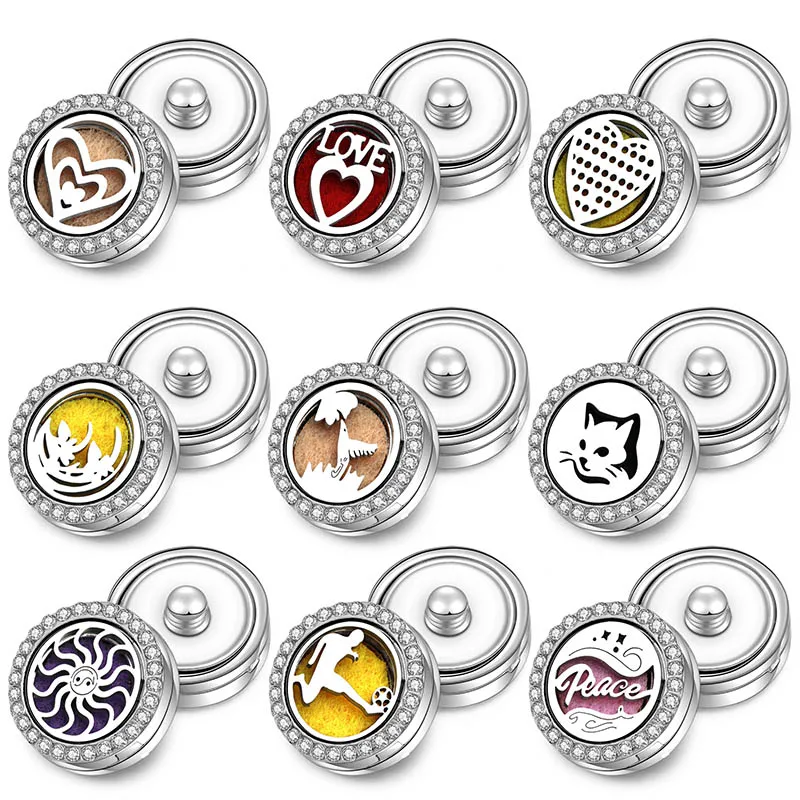 

New Aromatherapy Snap Buttons 18mm Magnetic Perfume Locket Stainless Steel Essential Oil Diffuser Romantic Girl Bracelet Jewelry