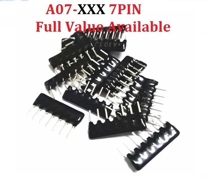 

20pcs 7PIN Network resistor A07-472/471/104/102/331/103/j/g reistance 4.7K/470R/100K/1K/330R/10K ohm