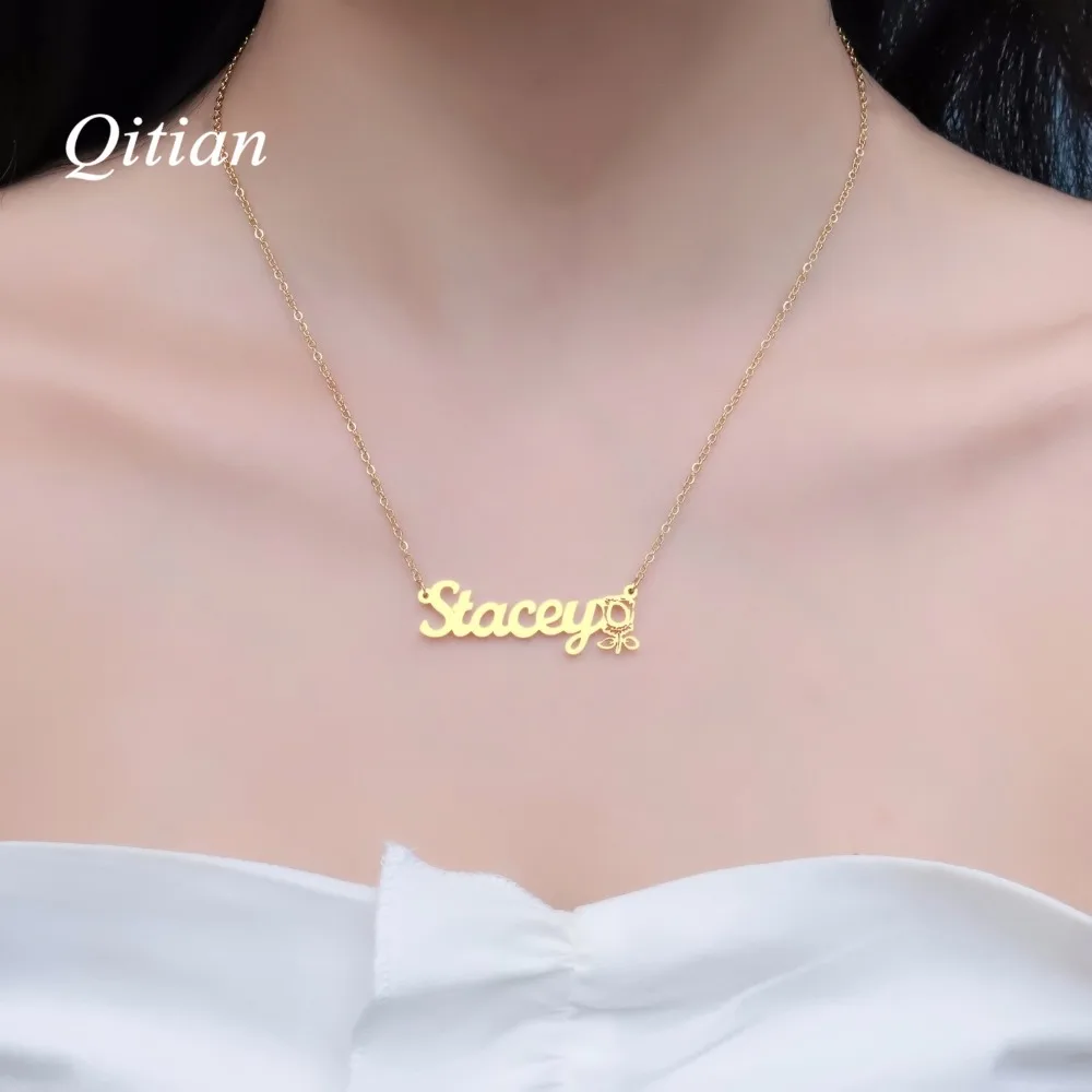 Personalized Name Necklace Flower 