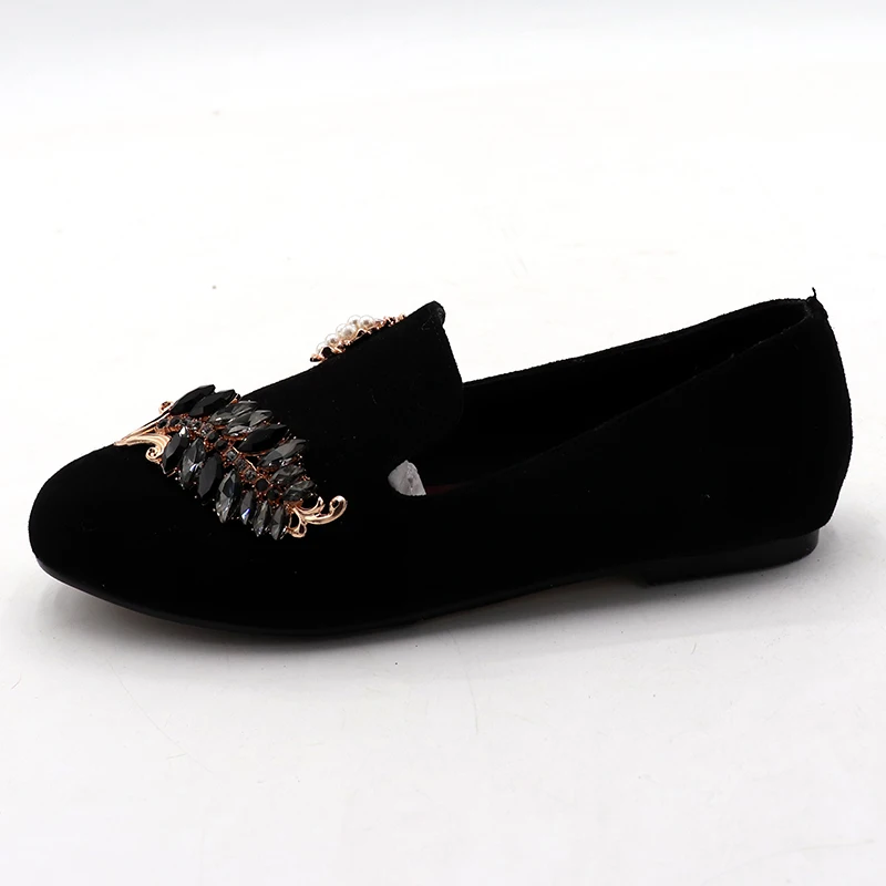 Appartements Chaussures Profonde Femme Peu on Rond Décontractées forme Bout Solide Plate Nouvelle Plat De Filles Enmayer Cristal Slip Lades Noir 5BqwI7q