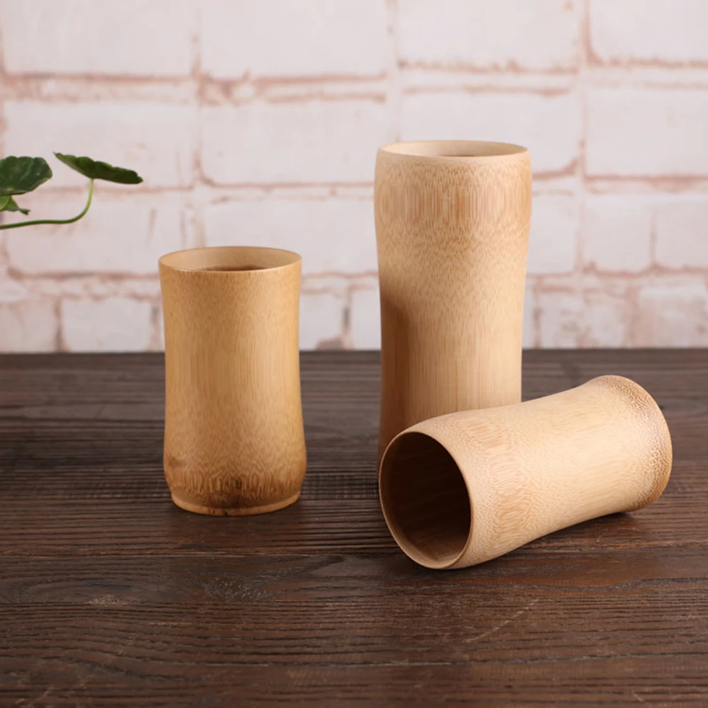 New Glasses of Beer Glass of Coffee Natural Bamboo Tea Cup Isolated Milk Glass Wine Kitchen Tea Service Chinese Wood Vintage