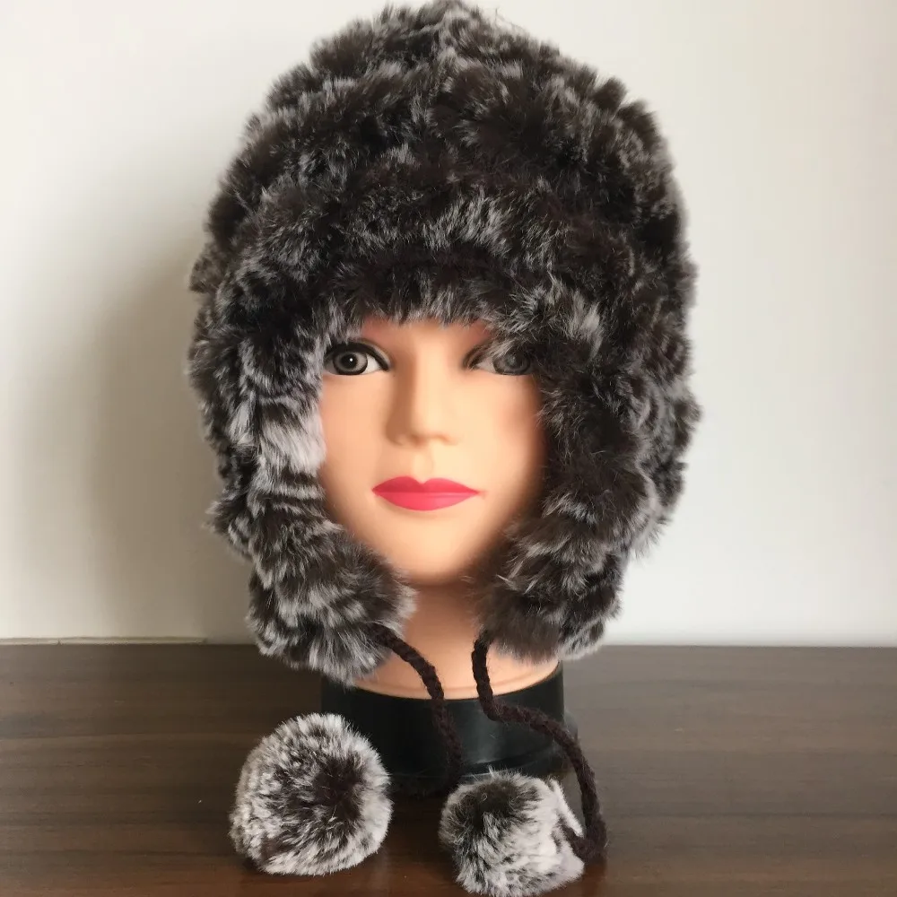 Новинка, женская зимняя теплая шапка из натурального кроличьего меха, головной убор, зимняя теплая шапка,, AH356