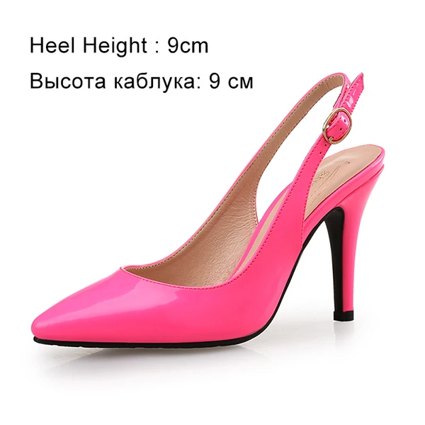 Женские свадебные туфли-лодочки на высоком каблуке; пикантная повседневная женская обувь с острым носком; модная женская обувь на тонком каблуке с ремешком на щиколотке; Новинка размера плюс - Цвет: Pink Shoes 9cm