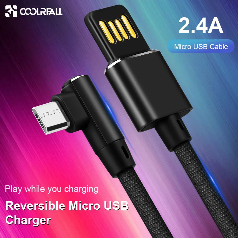 Реверсивный микро USB кабель Coolreall 2 4 А для быстрой зарядки телефона Micro Samsung Xiaomi