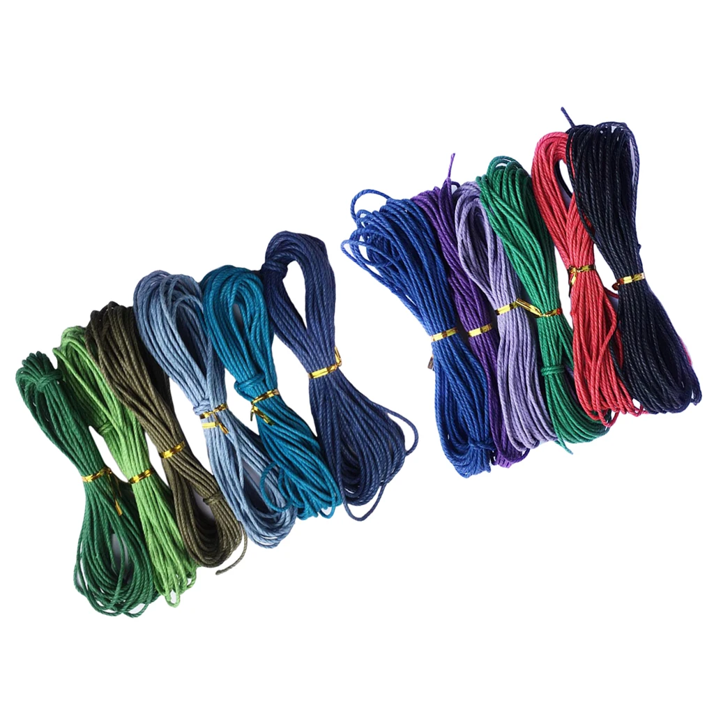 12pieces Mixed Color 2mm Round Wax Cotton Cord Thread DIY Bracelet Necklace Jewelry Beading Craft Supply