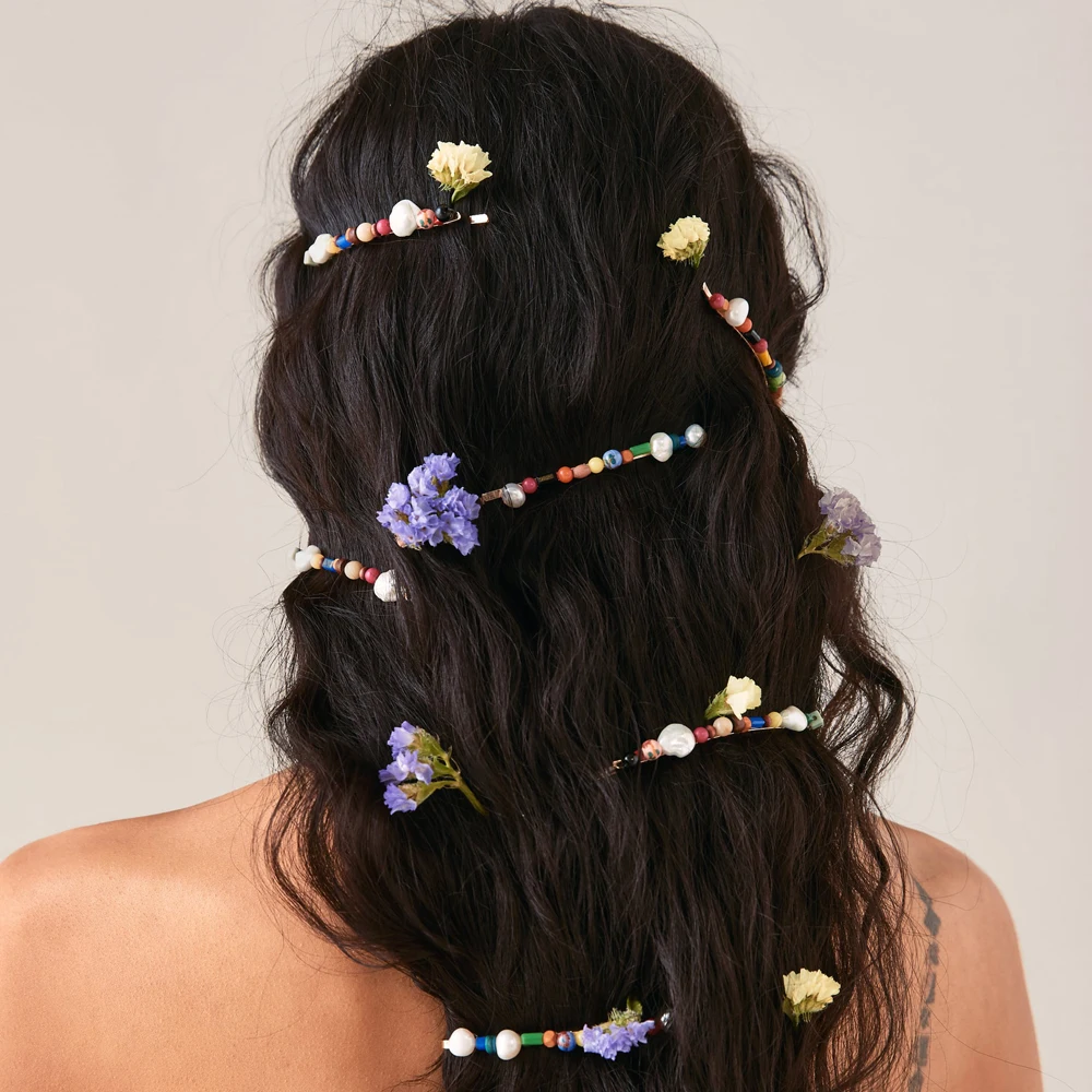 

Girlgo Za Bohemia Colorful Beads Hairclips Set For Women Luxury Crystal Hair Pins Bridal Hairwear Headdress Party Bijoux Jewelry