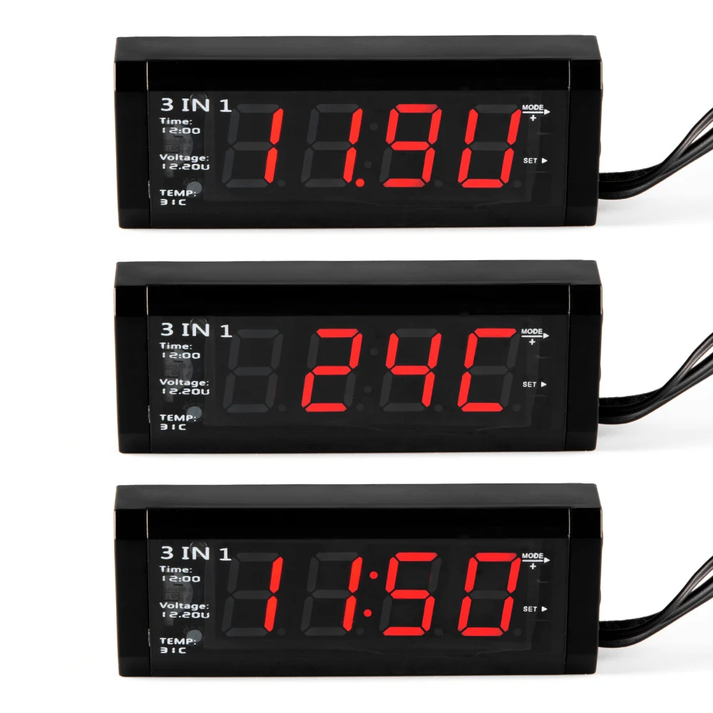 

Car 3 in 1 Digital Auto Car Thermometer + Car Voltmeter Voltage Meter Tester Monitor + LCD Display Clock Hot Selling CY697