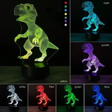 Дети Динозавр игрушки светится в темноте 3D иллюзия 7 цветов лампы светильники в виде животных светится в темноте игрушки для ребенка подарок на день рождения для мальчика