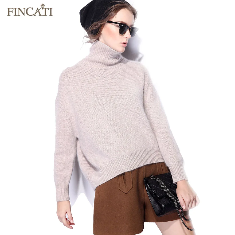 

Women Cashmere Sweater Runway 2018 Winter Spring Casual Cashmere Wool Turtleneck Thicken Knitted Pullover Pulls Femme