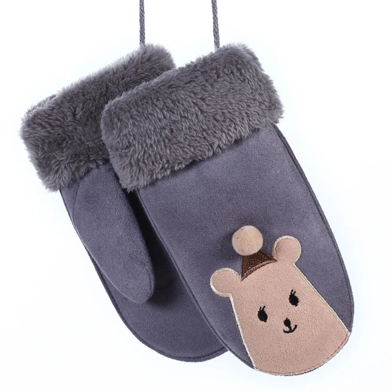 

Fashion Children's Cute Cartoon Rabbit Bear Mittens Boy/Girls Winter Plus Plush Cashmere Thicker Warm Suede Leather Gloves 100K