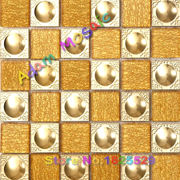3d Penny Round Tile Golden Stainless Steel Mosaic Tile Fireplace