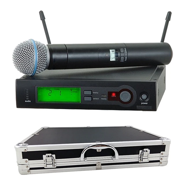 With a Aluminum Case Box for Stage!!! UHF PRO WIRELESS DUAL MICROPHONE SYSTEM Single Handheld