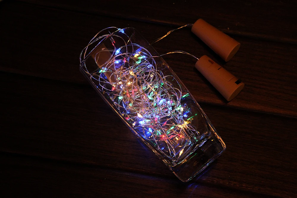 Светильники в форме винных бутылок с пробкой, 20 светодиодный серебристо-медный провод гирлянды Фея огни строки для DIY вечерние Рождество