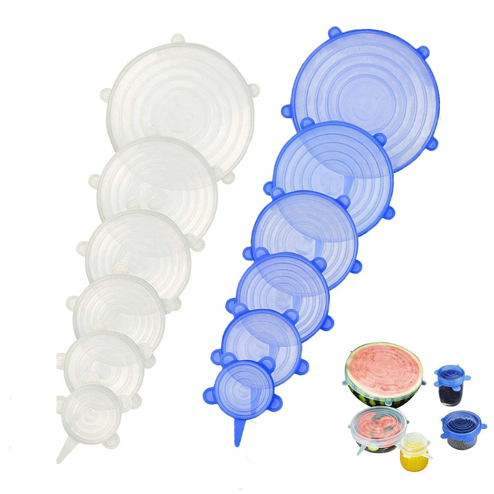 

6pcs/set Universal Silicone Stretch Food Lids to Keep Food Fresh Reusable Lid-Bowl Storage Stretch Lids Kitchen Accessories