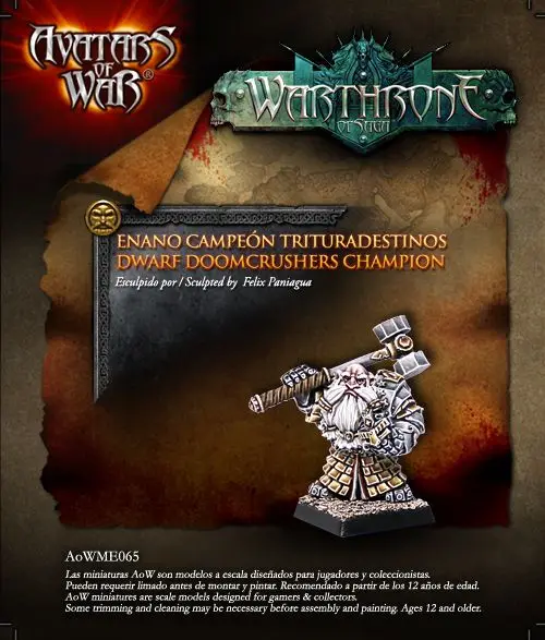 

Resin Model Kit ENANO CAMPEON TRITURADESTINOS DWARF DOOMCRUSHERS CHAMPION