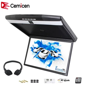 

Cemicen 17.3 Inch TFT LED Car Ceiling Monitor Flip Down Roof Mount HD 1080P Video IR/FM/USB/SD/HDMI/Built-In/Speaker/Microphone