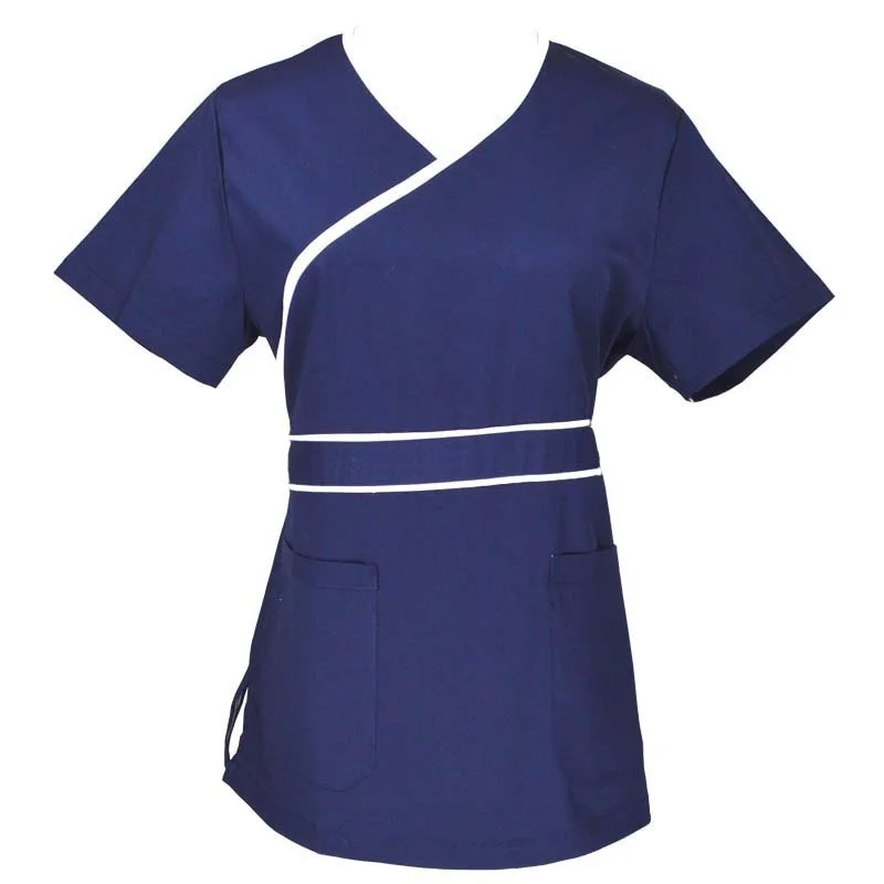 Women's Fashion Scrub Top (Mock Wrap ) with Adjustable Back Tiein