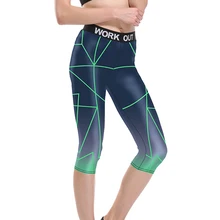 Новые полосатые женские синие спортивные Капри для бега красные серые брюки с 3D принтом Yuga Капри S до 3xl