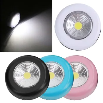 

Kitchen Cabinet Closet Push Tap Home Stick On Lamp Blub COB LED Cordless Stick Tap Wardrobe Touch Light Lamp 3W Battery Powered