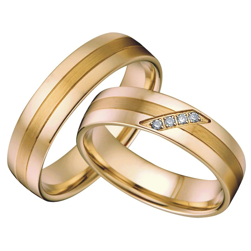 Love Alliance, Классические свадебные кольца для его и ее пар, набор для мужчин и женщин, золотой цвет, эко ювелирные изделия из нержавеющей стали