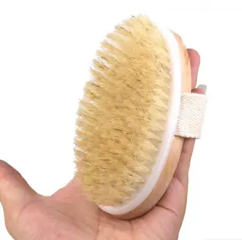 

Body Dry Brush Natural Boar Bristle Organic Dry Skin Body Brush Bamboo Wet Back Shower Brushes Exfoliating Bathing Brush