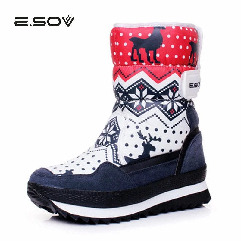 snakeskin booties ESOV Women's Boots Shoes Woman 2018 Winter Animal Prints Waterproof Snow Boot Shoes Woman Boots Winter Warm Shoe Women Boot tan ankle boots