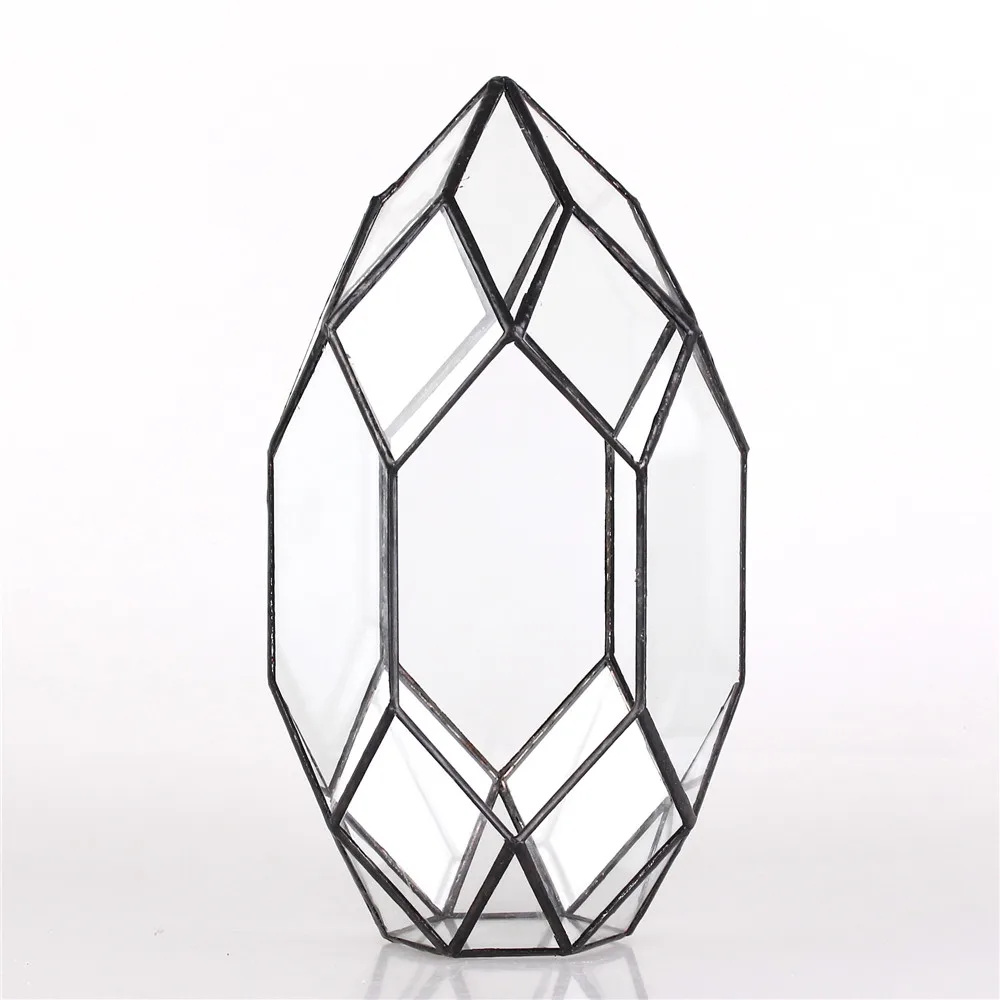 Large Irregular Polyhedral Geometric Glass Terrarium Lantern Succulent Plant Flo 