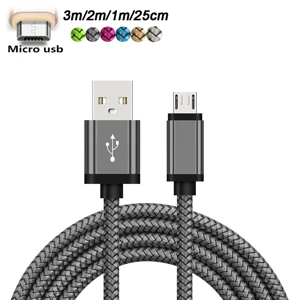 

Micro USB Charger Cable 2m Usb Micro 25cm Usb Cable Cabel 3m Mobile Phone Cables For Samsung Galaxy A3 A5 A6 2016 J3 J5 J7 2017
