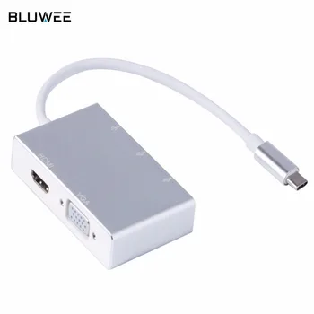 

Aluminum 5-in-1 USB Type C Adapter Hub Converter with 2K HDMI, 1080P VGA and 3 USB 3.0 Ports for Macbook, Chromebook Pixel etc