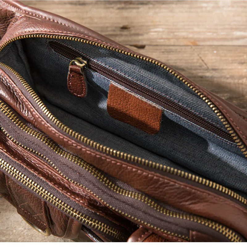 AETOO Quality Men Genuine Leather Cowhide Vintage Sling Chest Back Day Pack Travel Fashion Cross Body Messenger Shoulder Bag