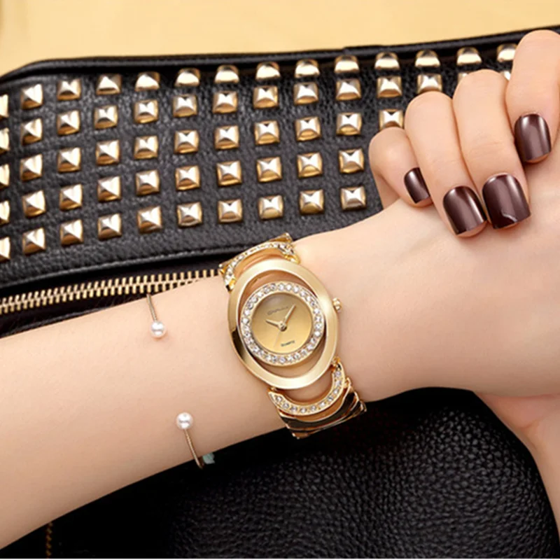 

CRRJU Luxury Women Watch Top Brand Fashion Silver Gold Rose Gold Bracelet Watches Rhinestone Ladies Watch Women Relogio Feminino