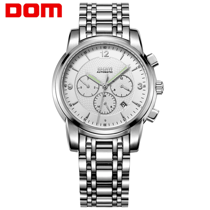 

DOM Watches Men Mechanical Stainless Steel Waterproof Wristwatch Top Luxury Business Men Automatic Relogios Masculino M-813