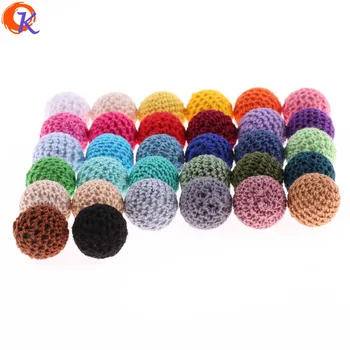 

Cordial Design 20MM 50Pcs/Lot Crochet Covered Beads Colour Mix Ball For Baby Teething Diy Necklace Hand Made Crochet Bead