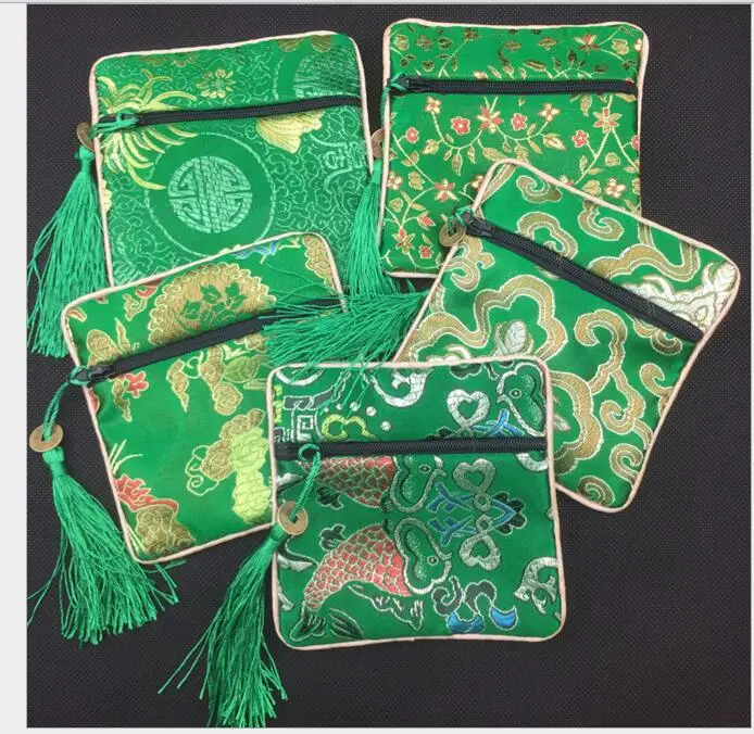 30 pcs/lot Handmade Cloth Zip Bags for Gift Embroidered Women Purse Coin Wallet Bag Tassel Storage Pouch Wholesale
