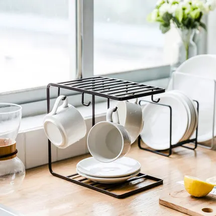 Creative European Wrought Iron Cup Holder Kitchen Rack