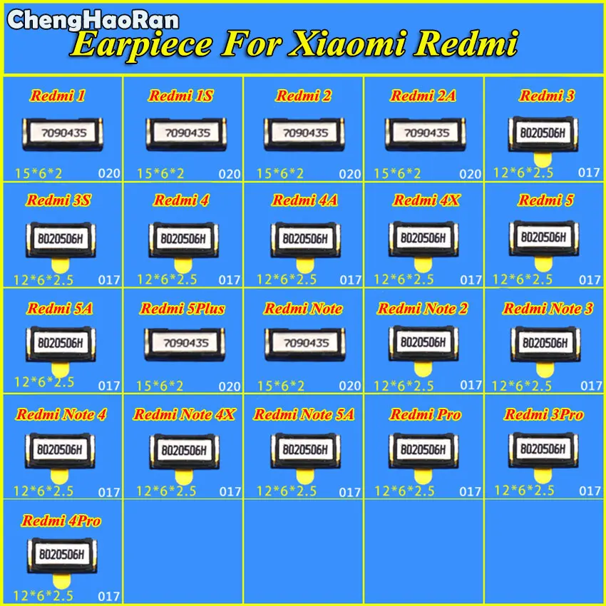 ChengHaoRan 2 шт. наушники звук Динамик приемник для Xiaomi Redmi 1 1S 2 2A 3 3X3 S 4 Pro 4A 4X5 5Plus Note 2 3 Pro 4 4X 5A