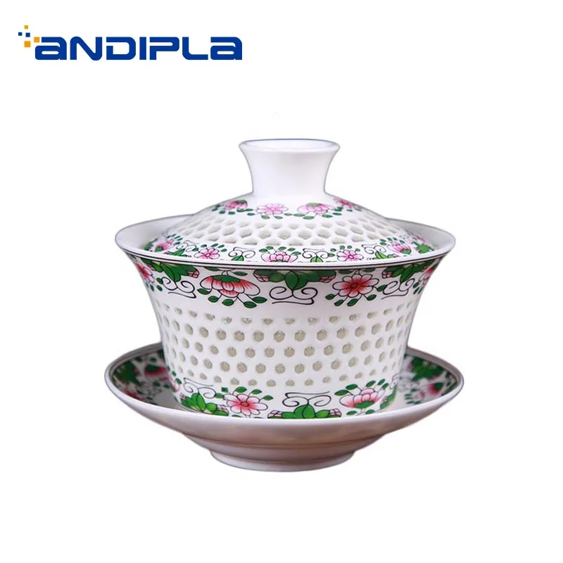 300 мл керамический фарфор Gaiwan ручная роспись эмаль чайная посуда офисный | Пиалы для чая -32891051340