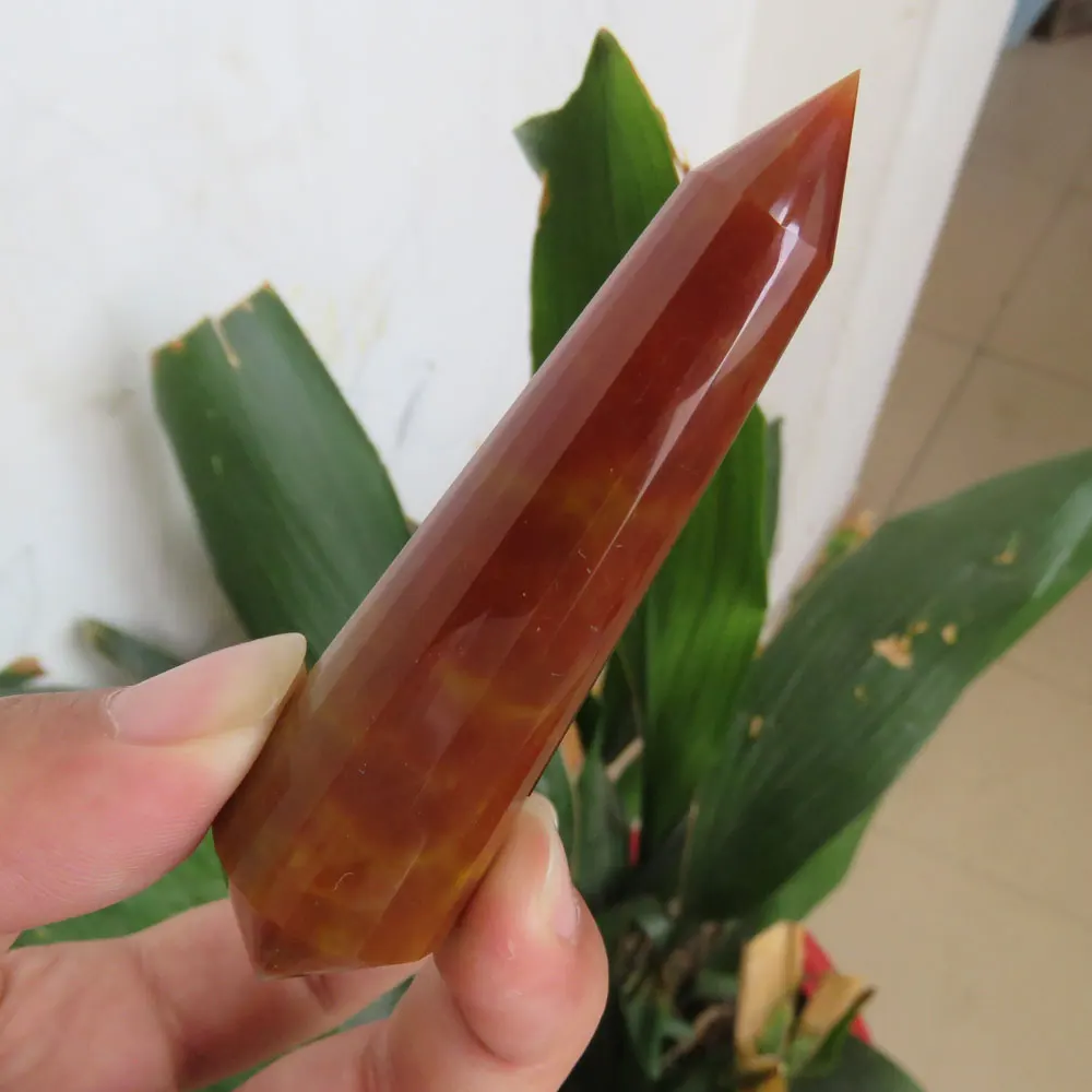 

New Rare !!! 40g 83*21*12mm Natural Red Rabbit Hair Rutile Quartz Crystal Vogel Point Wand 12 sides Reiki Healing