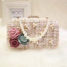 Mode-Design Frauen Hochzeitskleid Tasche Solide Abendtaschen Damen Perlen Kupplungen Geldbörsen Handtaschen Handgemachte Blumen Party Geldbörse