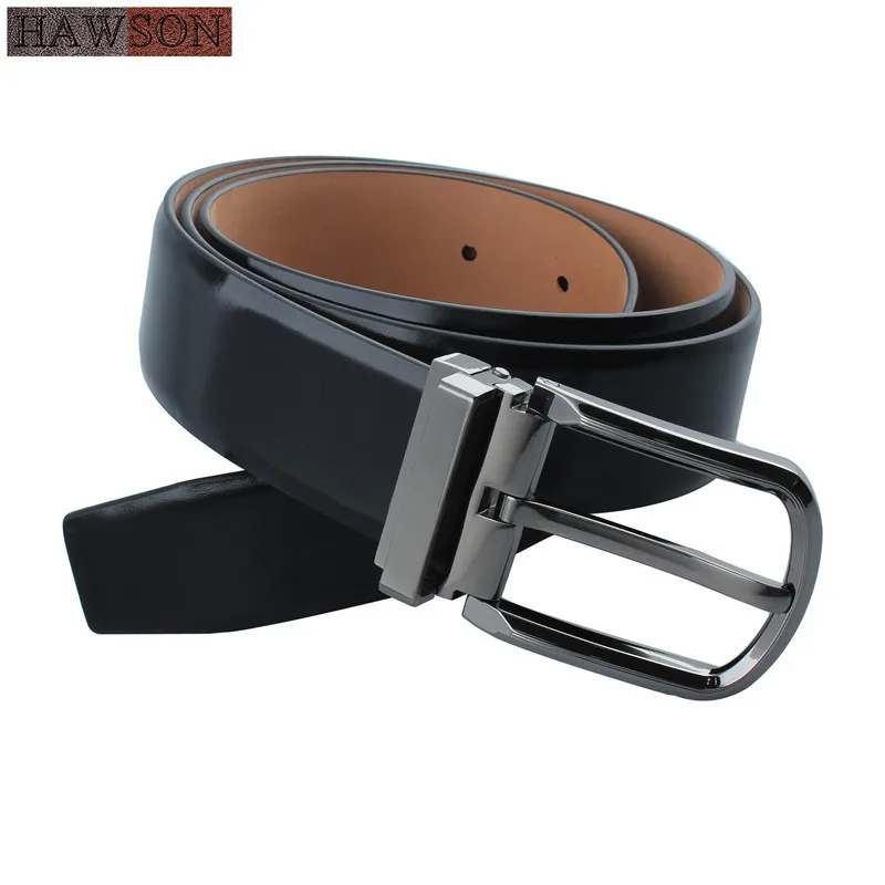 

Hot Sale First Head Mens Cow Leather Designer Belts Shinny Black Formal Male Cowhide Belt with Pin buckle