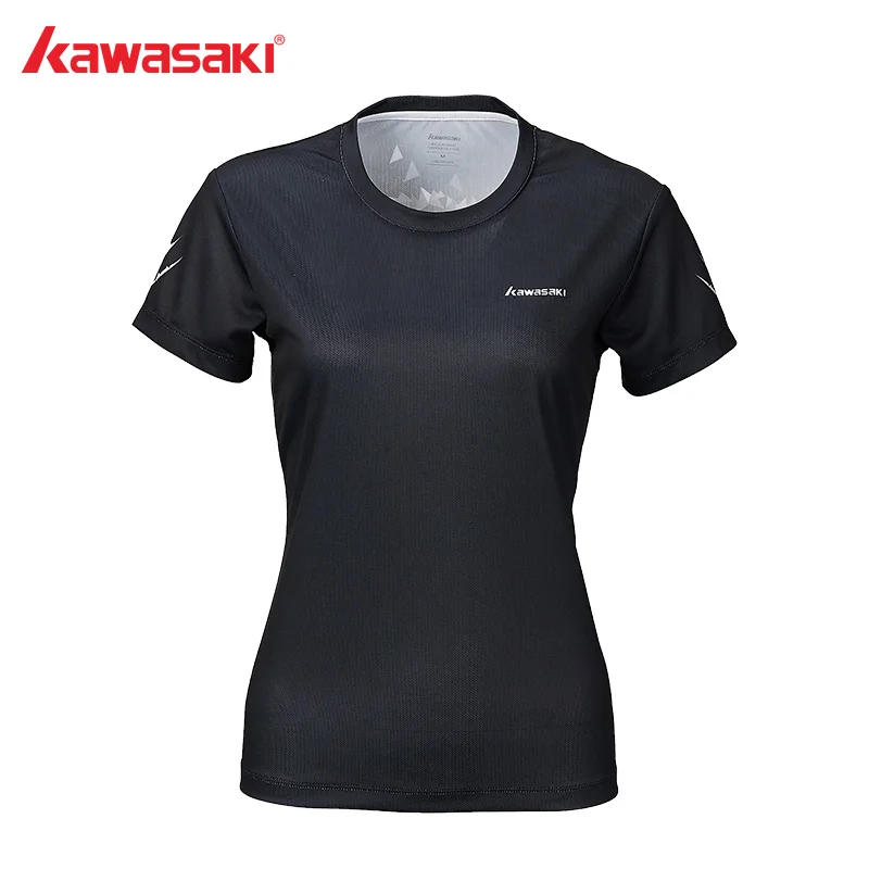 

Kawasaki Badminton Sportswear t-Shirts For Women Table Tennis O-Neck Breathable Black Color Badminton Sport T-shirt ST-S2115