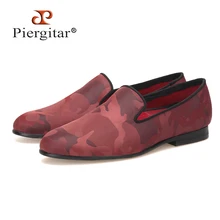 Piergitar/Новинка; ручная работа; Разноцветные туфли из камуфляжной ткани красного цвета; женские повседневные шлепанцы; модельные и вечерние женские лоферы; женская обувь на плоской подошве